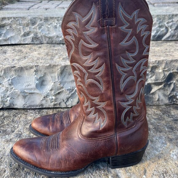 Ariat Men Western Cowboy Boots Size 12D Brown Leather Classic Ranch Rodeo Farm - Picture 11 of 16
